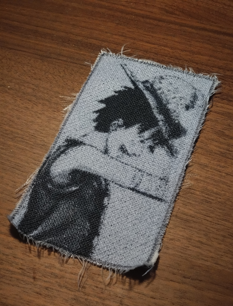 Monkey D. Ruffy One Piece Patch in Schwarz-Weiß mit Fransen, 10x17 cm